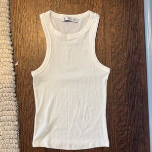 MANGO RIBBED COTTON-BLEND TOP